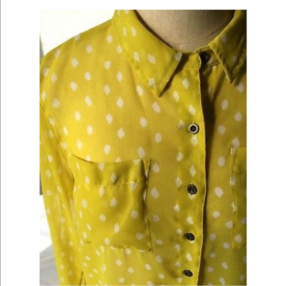 Mudd Yellow sheer polka dot blouse - Picture 6 of 10